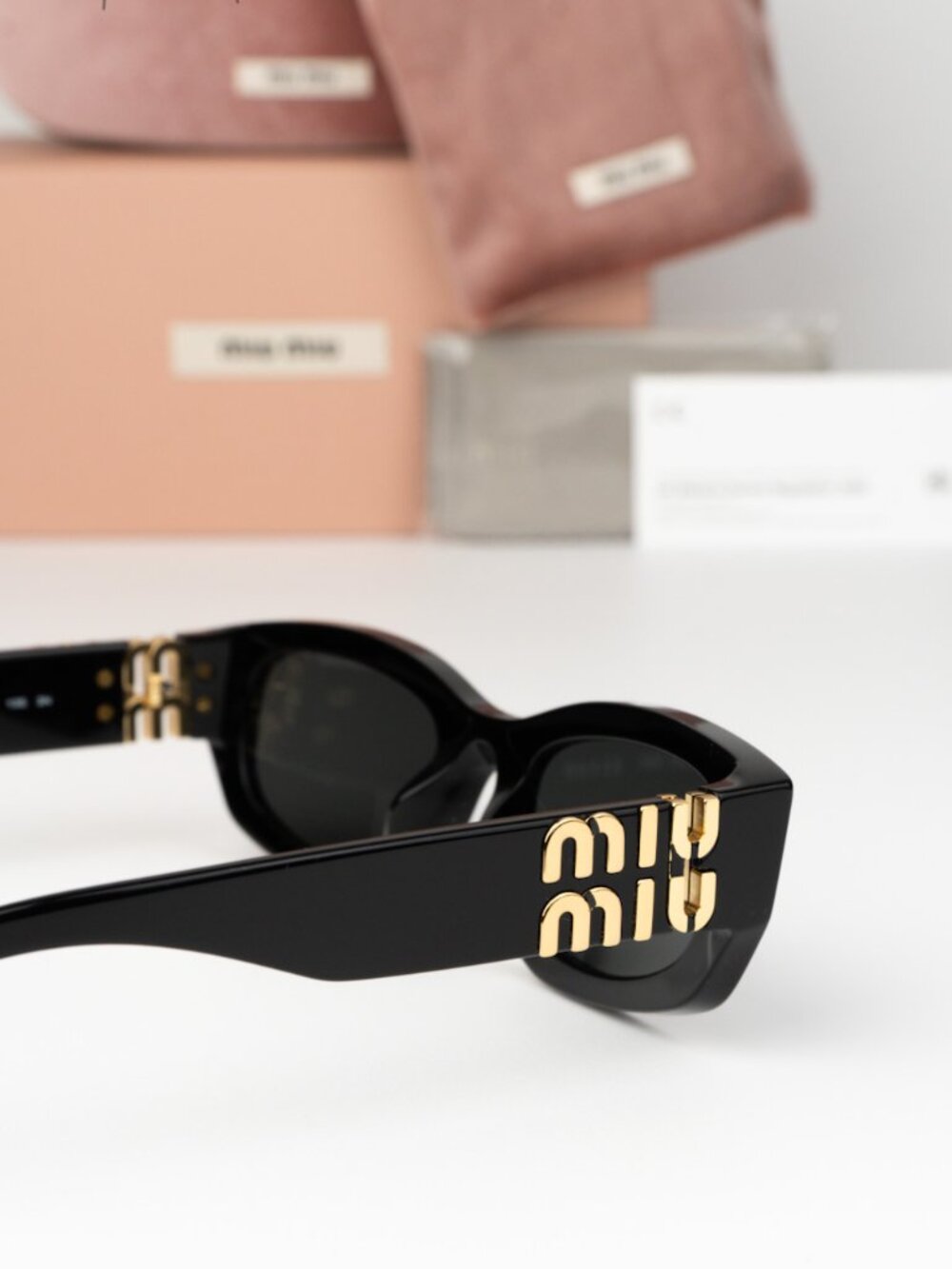 Miu Miu Women Sunglasses Black Grey Rectangle MUB04S 16K08Z NEW AUTHENTIC - Picture 4 of 10